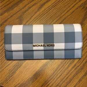 Michael Kors Plaid Wallet in Blue and White